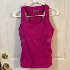 Athleta pink workout tank top with shell bra (M)